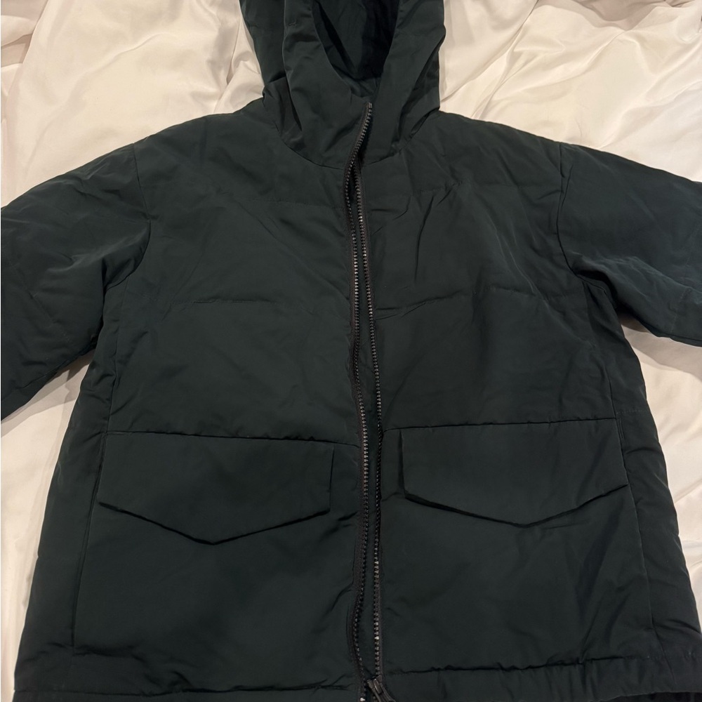 Everlane Dark Green Hooded Puffer Jacket